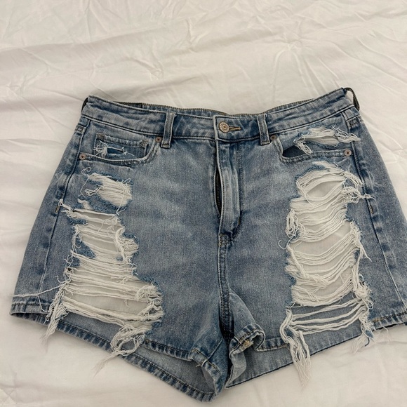 American Eagle Outfitters Pants - American Eagle Outfitters Light Blue Distressed Jean Shorts